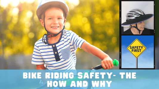 Child riding a bike safely with a helmet and two hands on the handlebars, helmet brims Australia
